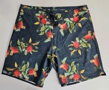 Roark Men's Hawaiian Floral Print Drawstring Board Shorts Sz 34