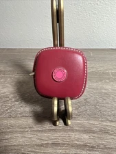 Vintage Authentic COACH Leather Mini Tape Measure Retractable 60" Fucsia/pink