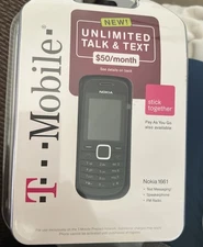 New Vintage T-Mobile Nokia 1661 Black Prepaid Cell Phone New Sealed Box