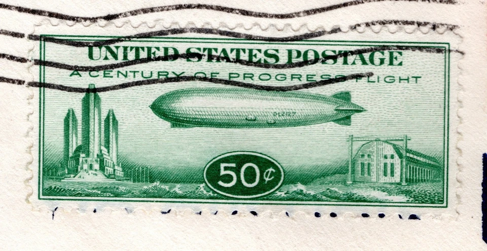 C18 Century of Progress 50c Zeppelin 1933 Miami FL Flown to Akron w/ Cachet - Image 2 of 3