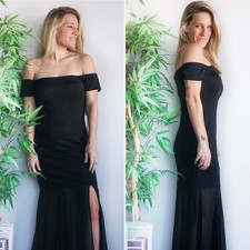 H by Halston NWT Mixed Media Cold Shoulder Gown 4