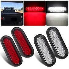4Pcs 6 Inch Oval Led Trailer Tail Lights 24 LED, 6" Oval Led 2 Red 2 White