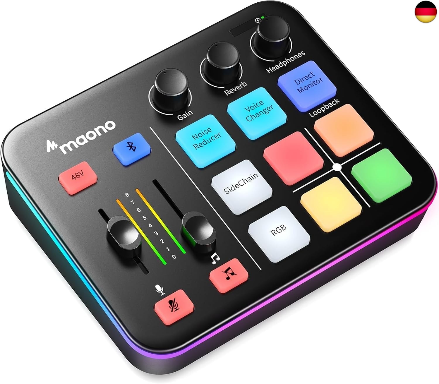 MAONO G1 Neo Audio Mixer, RGB PC Mixer for Streaming, XLR Interface with 48 V