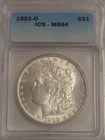 1902-O New Orleans Minted Morgan Silver Dollar ICG Graded MS64 Breast Feathers