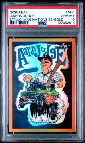 Graded 2025 Leaf Aaron Judge #MI1 Metallic Series 2 Gold /99 Card PSA 10 Mint