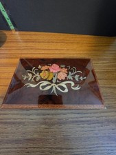 Vintage Italian Marquetry Inlay Wooden Music Box Edelweiss on The Hot Collector