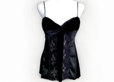 Cache Black Velvet Illusion Lace Corset Top Women's SZ 8  Padded  NWT