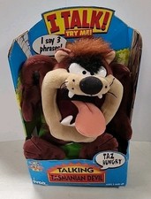 Vintage TYCO Talking TAZ 1994 Looney Tunes Tasmanian Devil 8" Plush Taz