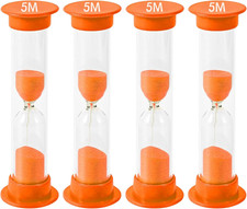 Sand Timer for Kids - 5 Minute Set of 4 Hour Glass - Orange Color- Acrylic Cover