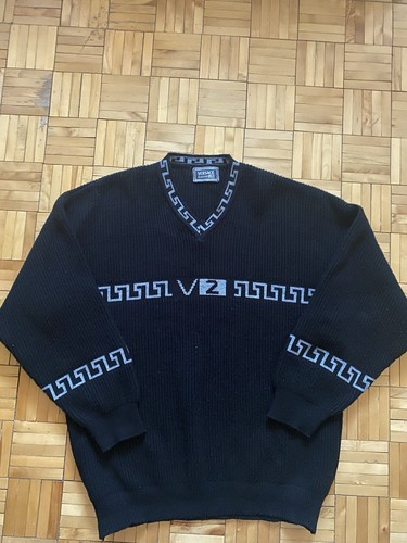 Versace Classic V2, VinTagE VERSACE Classic V2 V Neck Sweater Top Black Men’s M-L