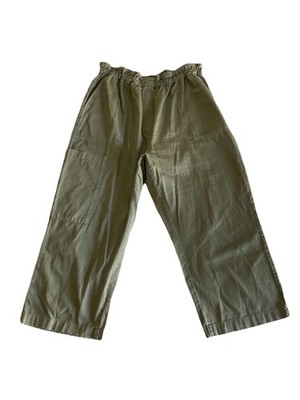 Anthropologie Women's Pull On Cropped Pants XL Olive Cargo Elastic High Waisted