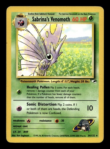 Sabrina's Venomoth 34/132 Unlimited Gym Heroes Rare Pokemon TCG