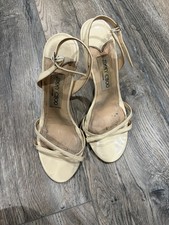 Jimmy Choo Ivory Patent Leather Strappy Ankle Strap Open Toe Stiletto Heels 6