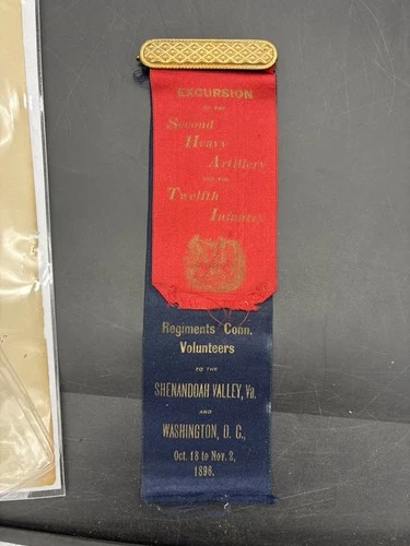 1896 2 Ribbons Civil War Reunion 2nd Heavy Artillery Connecticut Shenandoah Vall