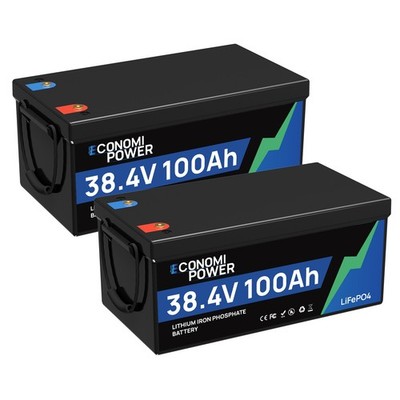 2x 38.4V 100Ah LiFePO4 Lithium Battery 100A BMS, US Stock, for Home Backup Solar