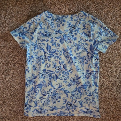 Size Small Stella Parker T Shirt Short Sleeve Blue Floral Cotton NEW w Tags - Picture 6 of 9