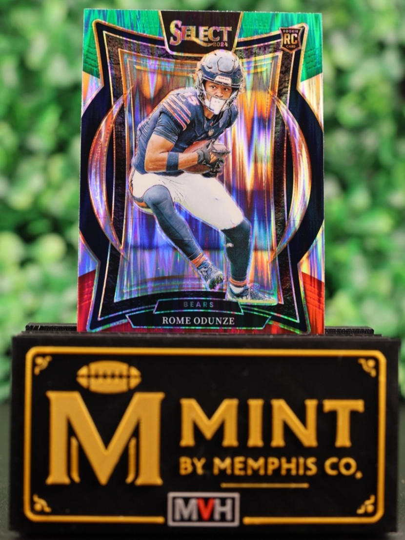 Rome Odunze 2024 Panini Select Concourse #3 Green & Red Shock Prizm RC Bears