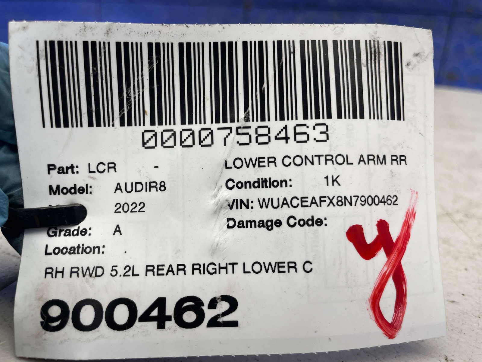 2017-2023 AUDI R8 V10 4S RWD 5.2L REAR RIGHT LOWER CONTROL ARM 4S0505376