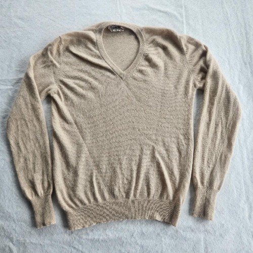 Vintage Sphere Beige 100% Cashmere V-Neck Sweater Size Large - Image 1