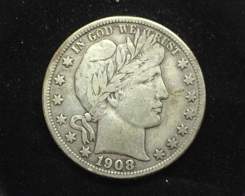 HS&C: 1908 S Barber Half Dollar F - US Coin