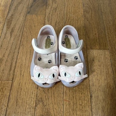 Mini Melissa Ballet Flats Shoes Kitty Cat Baby Girls Size 6 Pink