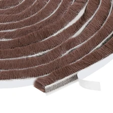 Self Adhesive Brush Seal Weather Stripping 9/16" x 3/8" x 16.4ft, Brown
