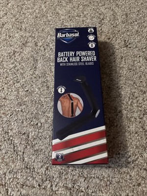 Barbasol Back Hair Shaver Extra Long Battery Powered Foldable New in Box