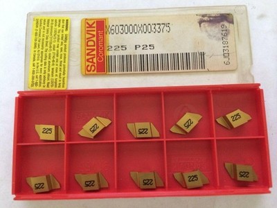 10 Pcs SANDVIK Coromant X603000X003375 225 P25 Lathe Grooving Carbide Inserts