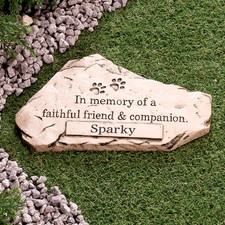 Pet Cat Dog IN MEMORY OF Memorial Paw Print Stone Garden Beloved Departed Grave