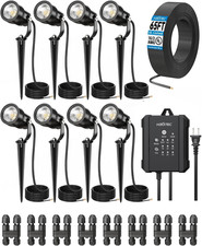 5W LED Landscape Lighting Kit - 8 Waterproof Spot Lights with Transformer Wire