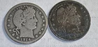 (2) Barber Quarters 1914-D 1914 p 90%Silver Comes With 1 Oz copper round.999
