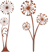 2 StüCk Gartenstecker Metall Set, Pusteblume Gartendeko Rost Rostdeko