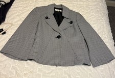 Evan-Picone Black White Lined Blazer Jacket Flare Sleeves Size 6