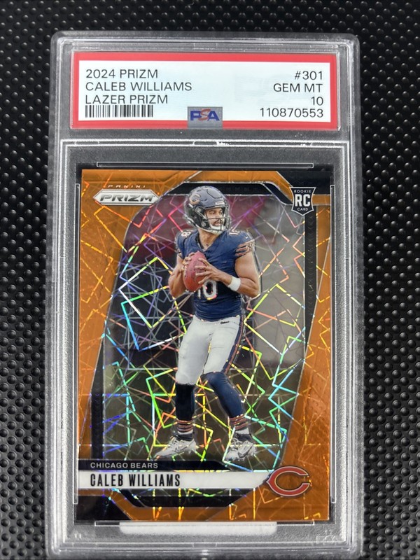 Caleb Williams PSA 10 Orange Lazer Prizm Rookie Bears 2024 Panini Prizm #301