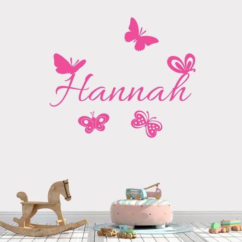 PERSONALISED NAME & BUTTERFLIES Kids Removable Wall Decal for kids - Picture 6 of 9