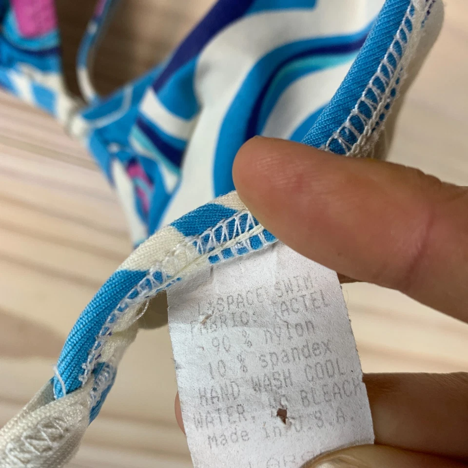 Top de Bikini de Natación L*Espacio Grande Retro Remolinos Hecho en EE. UU. Hippie Y2K Foto 3 de 4