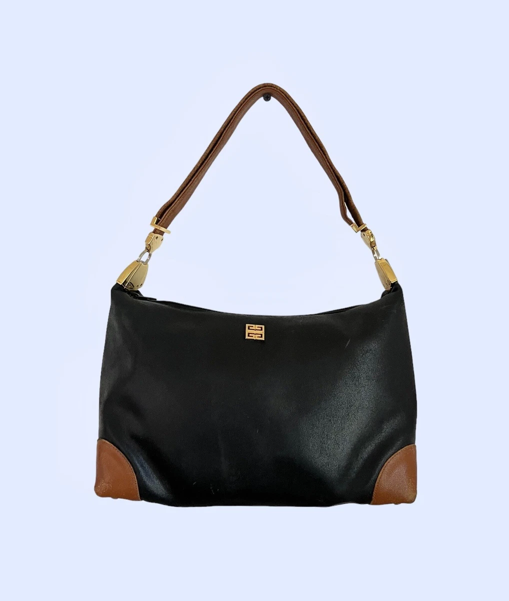 Vintage GIVENCHY Black Brown Leather Handbag Authentic Purse