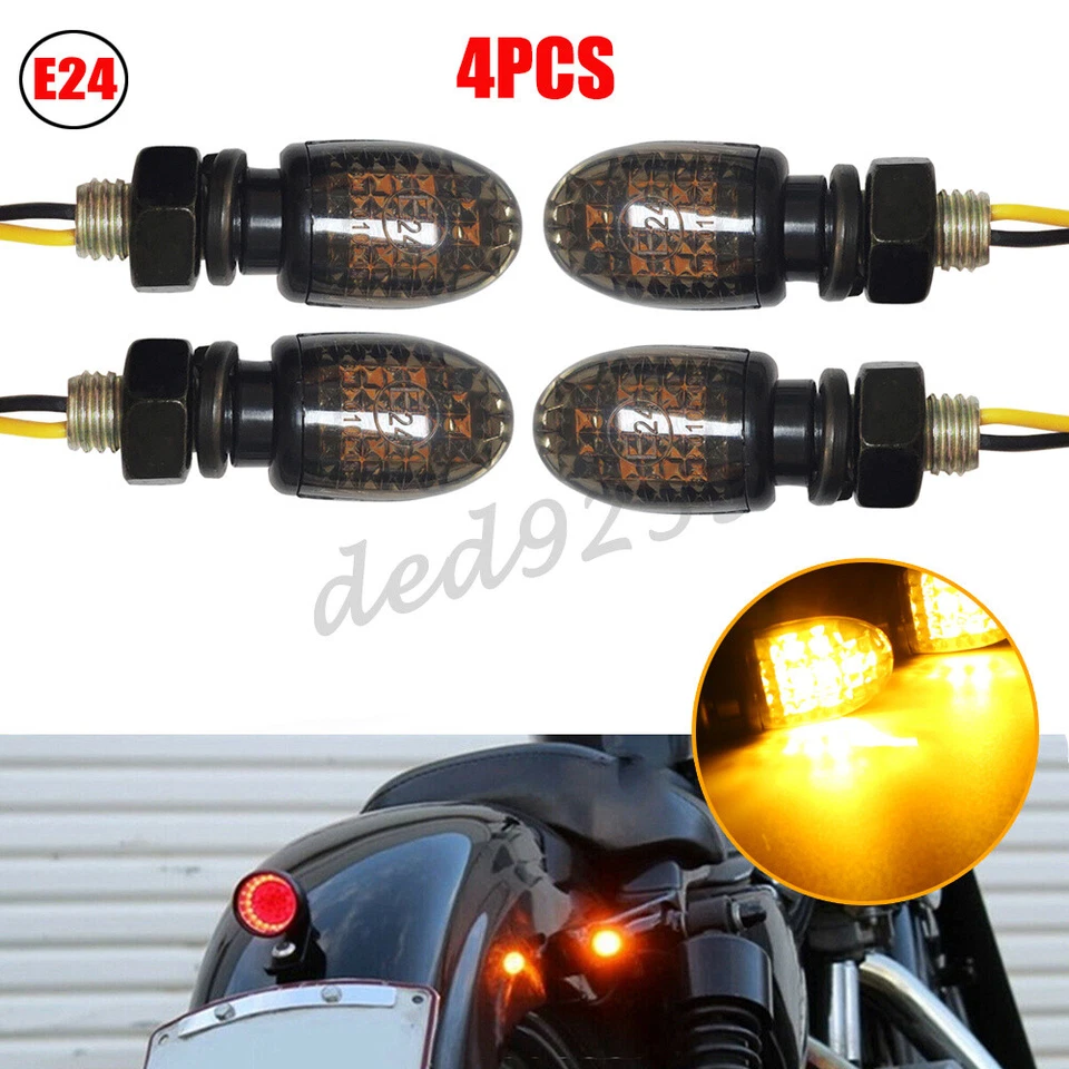 4x LED Blinker Motorrad Rauchglas Blinkleuchten Universal Vorn Hinten E-Geprüft - Bild 3 von 4