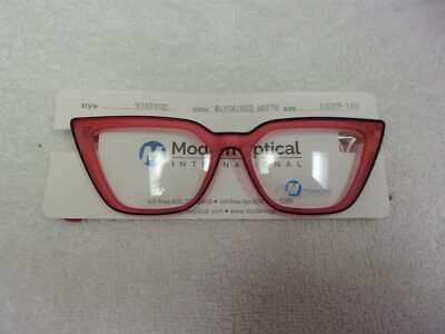 Modern Optical Eyeglass Frames Vintage Black/Red Matte 51[]17 145 New