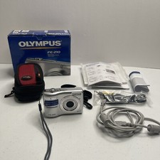 Olympus FE 210 Digital Camera Silver 7.1MP AA Battery Powered Tested  Works Box