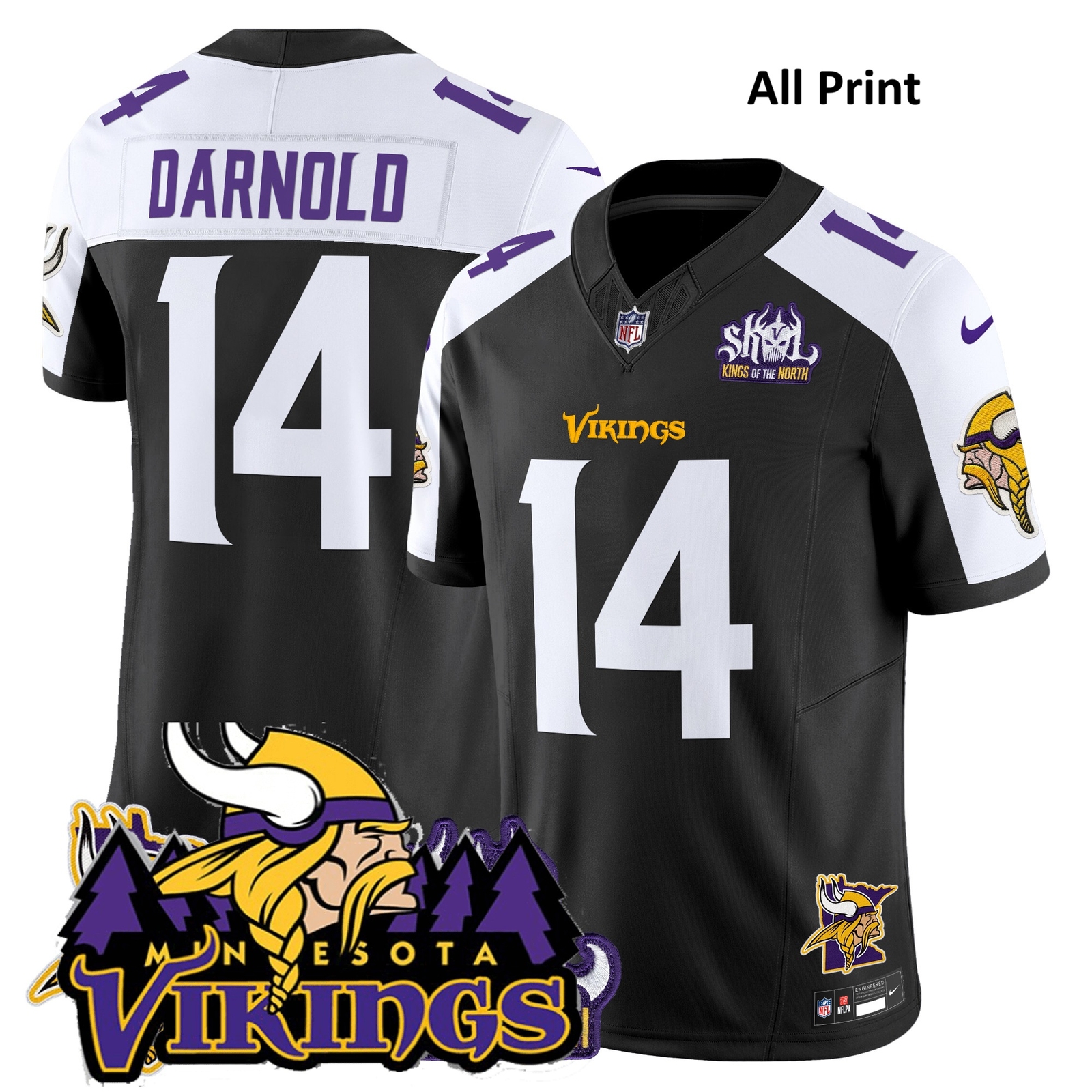 Minnesota Vikings #14 Sam Darnold Jersey V3 All-Print Edition