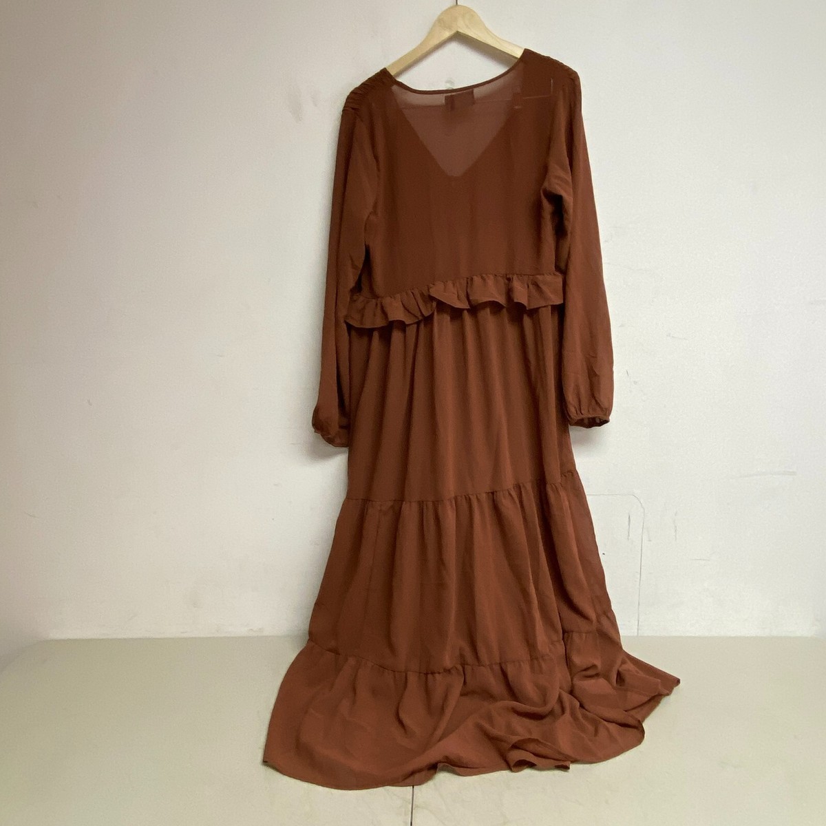 knee length dresses for ladies ASOS Design Long Sleeve Ruffle Dress Shell Pink