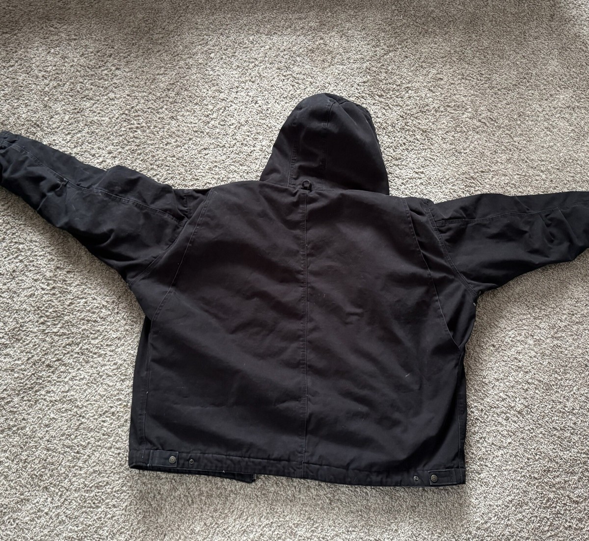 Black Schmidt Work Wear Hooded Quilt Lined Jacket Sz 2XL | eBay