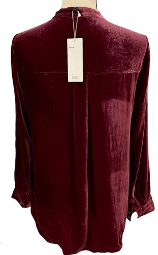 Eileen Fisher Hibiscus Mandarin Collar Velvet Long Top X-Small $278 - Picture 2 of 2