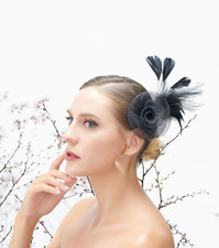 Black Feather Wedding Fascinator Woman Small Child Headpiece Kid Event Party