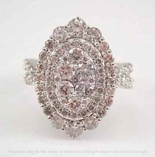 3Ct Round Cut Lab Created Diamond Cluster Engagement Ring 14K White Gold Finish