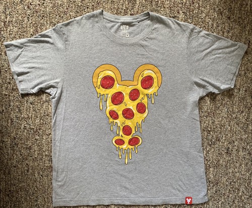 Uniqlo X Disney T Shirt Mens Large Gray Project Ut Pizza Red Mickey Mouse Ebay