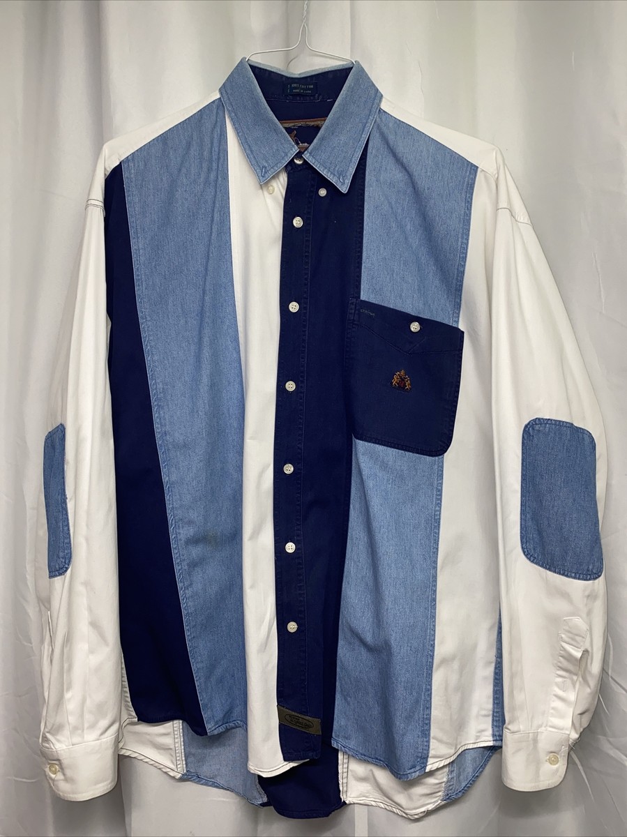 Vintage Urgent Gear Denim Cut and Sew Button Down Shirt 90's Color Black Sz  L