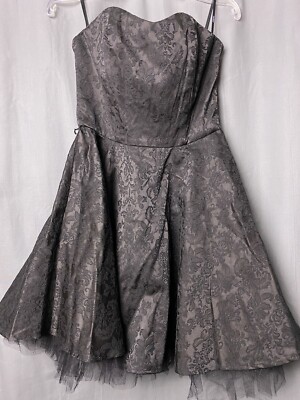 FOREVER 21 Black Damask Strapless Flirty Fit Flare Mini Cocktail Party  Dress - S | eBay