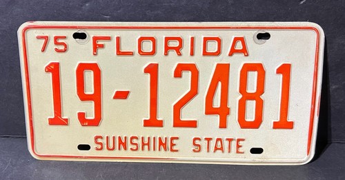 Florida 1975 Sunshine State License Plate (White Front Plate, Silver Back Plate) - Picture 2 of 20